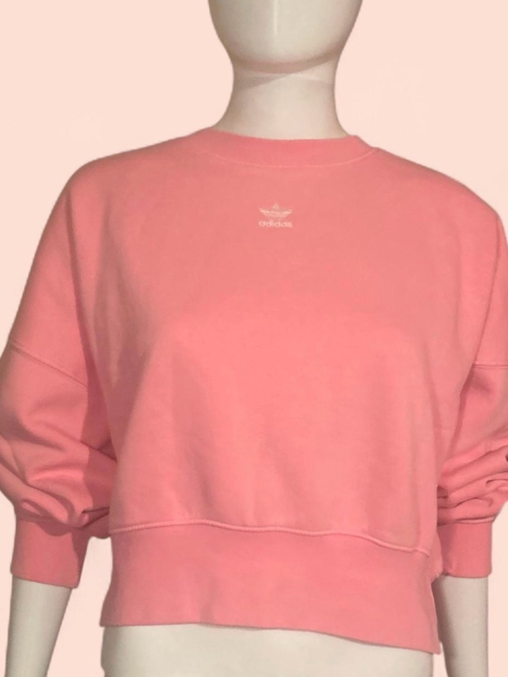 Adidas Pink Cropped Crew Sweatshirt